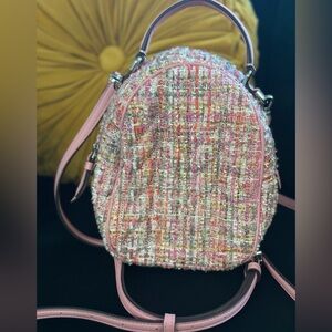 Kate Spade Pink Quilted Tweed Mini Convertible Backpack